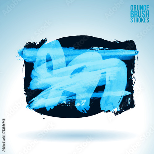 Blue brush stroke and texture. Grunge vector abstract hand - painted element.