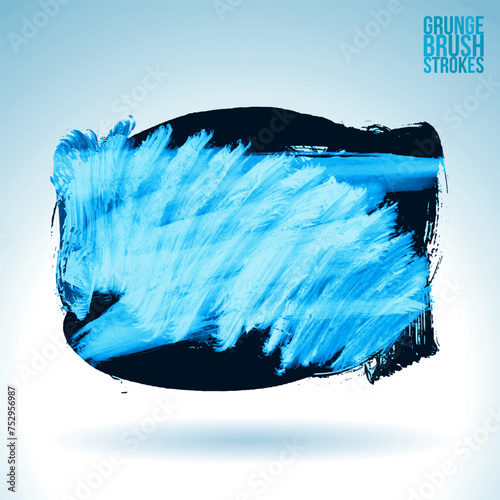 Blue brush stroke and texture. Grunge vector abstract hand - painted element.