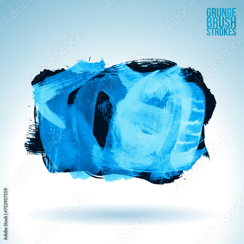 Blue brush stroke and texture. Grunge vector abstract hand - painted element.