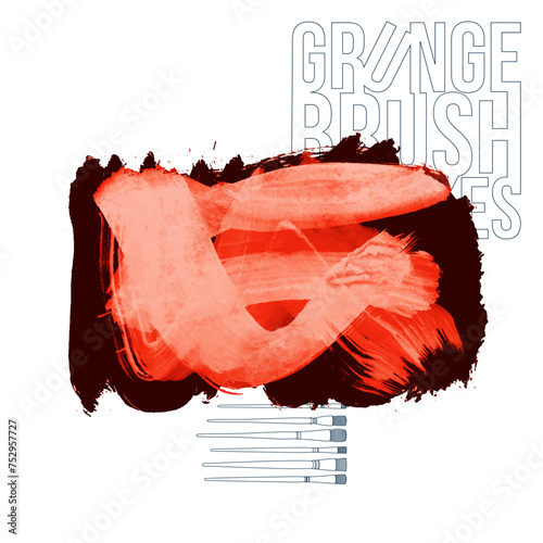 Blue brush stroke and texture. Grunge vector abstract hand - painted element.