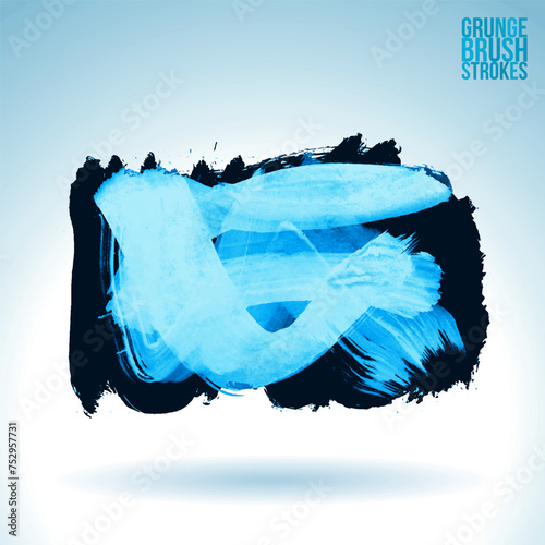 Blue brush stroke and texture. Grunge vector abstract hand - painted element.