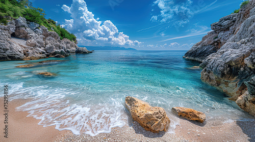 Azure beach landscape, sea beauty, Images for Booklets, advertising of Travel agencies photo