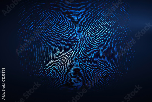Fingerprint on a blue background. Generated by artificial intelligence