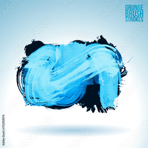 Blue brush stroke and texture. Grunge vector abstract hand - painted element.
