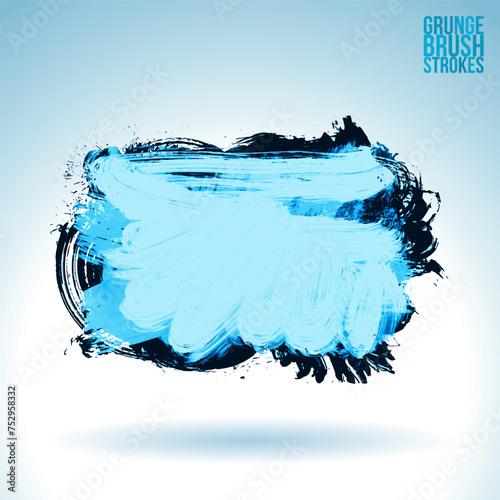 Blue brush stroke and texture. Grunge vector abstract hand - painted element.