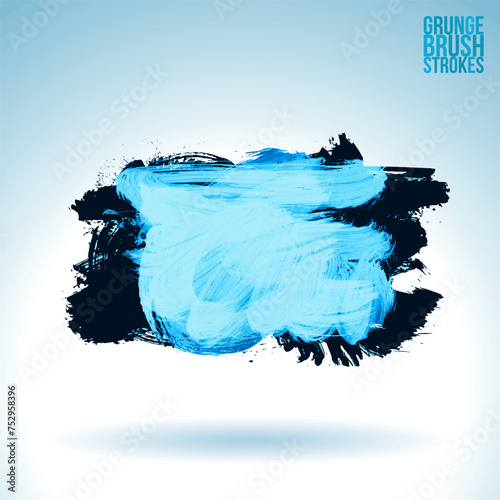 Blue brush stroke and texture. Grunge vector abstract hand - painted element.