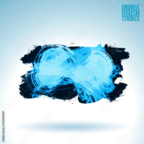 Blue brush stroke and texture. Grunge vector abstract hand - painted element.
