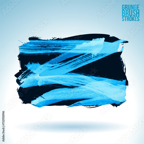 Blue brush stroke and texture. Grunge vector abstract hand - painted element.