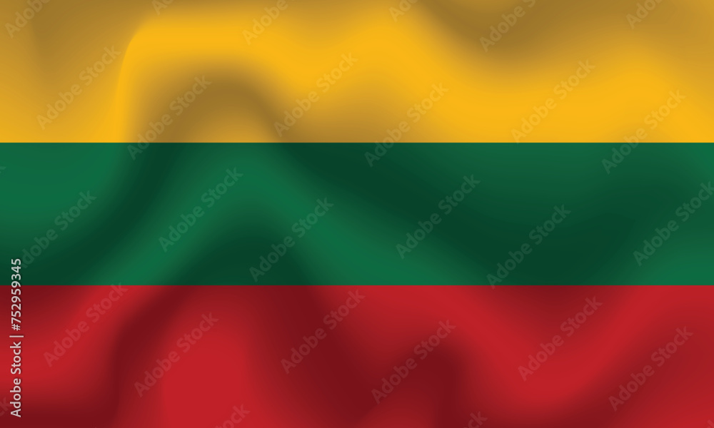 Flat Illustration of Lithuania flag. Lithuania national flag design. Lithuania Wave flag.
