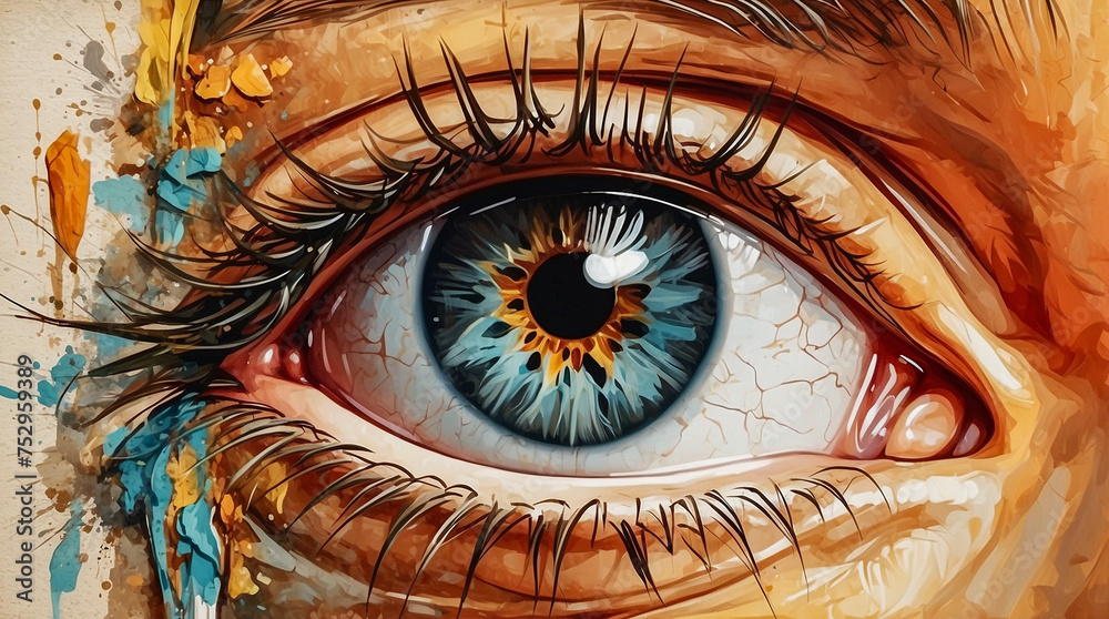 Eye illustration painting. Interior decoration arts. Generative AI