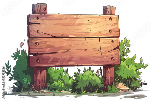 Digital illustrations of wooden signposts. Rustic wooden signs with space for text, set in various environments. Fantasy game interface, story settings, and environmental art. Transparent isolated PNG