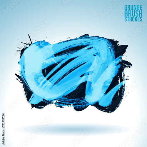 Blue brush stroke and texture. Grunge vector abstract hand - painted element.