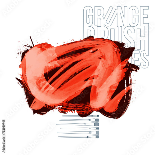 Color brush stroke and texture. Grunge vector abstract hand - painted element.