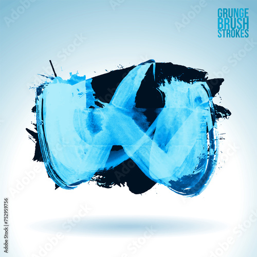 Blue brush stroke and texture. Grunge vector abstract hand - painted element.