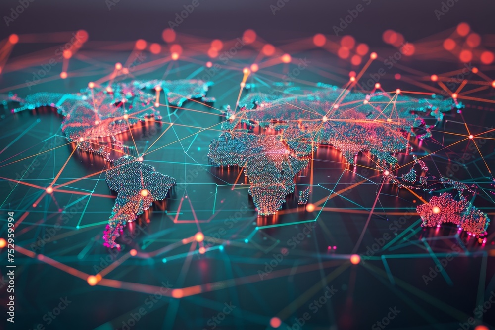 The interconnectedness of the world through the internet, with colorful lines and dots. The interconnectedness of the world through the internet, with colorful lines and dots.