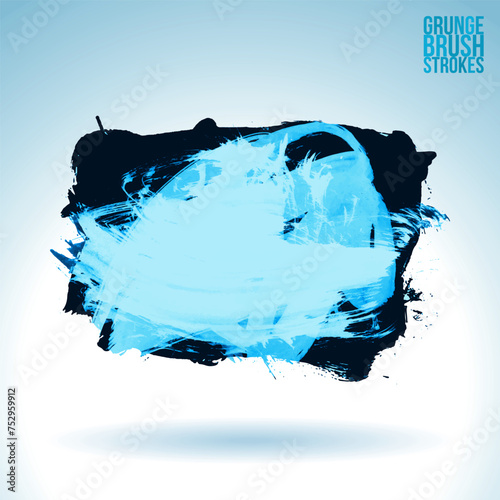 Blue brush stroke and texture. Grunge vector abstract hand - painted element.