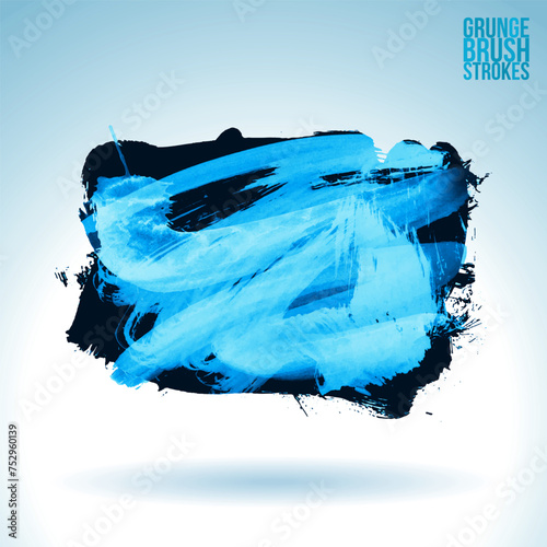 Blue brush stroke and texture. Grunge vector abstract hand - painted element.