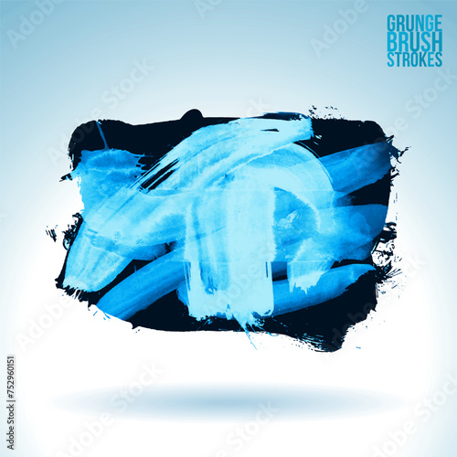 Blue brush stroke and texture. Grunge vector abstract hand - painted element.