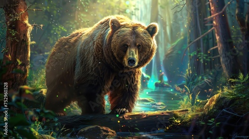 Brown bear seen in various habitats including a zoo, forest, and woods, showcasing its majestic presence as a significant wild mammal and predator of nature