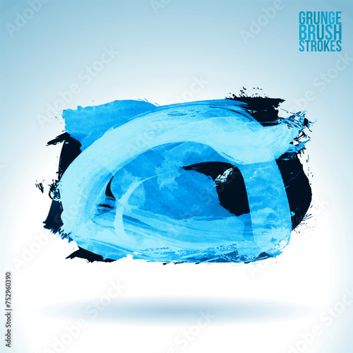 Blue brush stroke and texture. Grunge vector abstract hand - painted element.