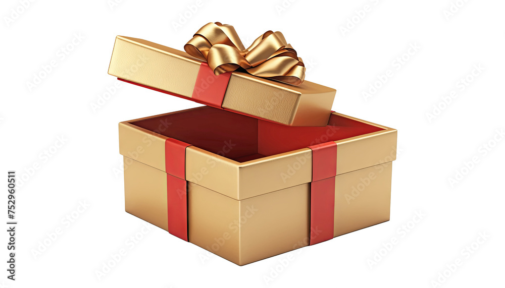 Obraz premium open gold gift box isolated on transparent background cutout