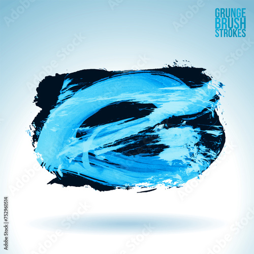 Blue brush stroke and texture. Grunge vector abstract hand - painted element.