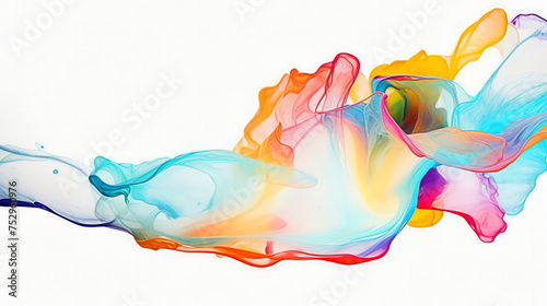 Trendy colorful multicolor and white splash. Abstract 3d style, inspired by acrylic fluid art and waves energy. Luxury abstract background and wallpaper. Composition for yours cover, header, poster.