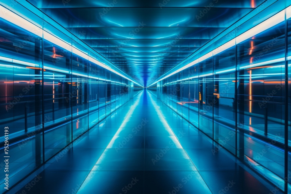 Futuristic corridor with neon lighting Futuristic corridor with neon lighting