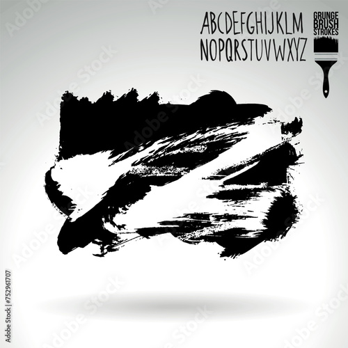 Black brush stroke and texture. Grunge vector abstract hand - painted element.