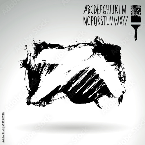 Black brush stroke and texture. Grunge vector abstract hand - painted element.