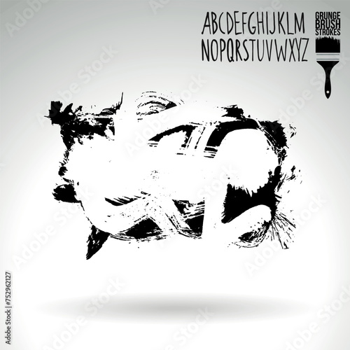 Black brush stroke and texture. Grunge vector abstract hand - painted element.