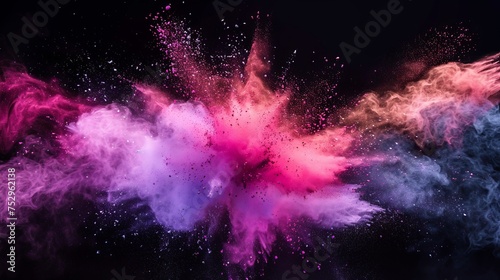 Explosion of colored powder isolated on black background. Abstract colored background © Emil