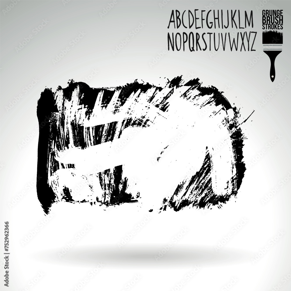 Black brush stroke and texture. Grunge vector abstract hand - painted element.