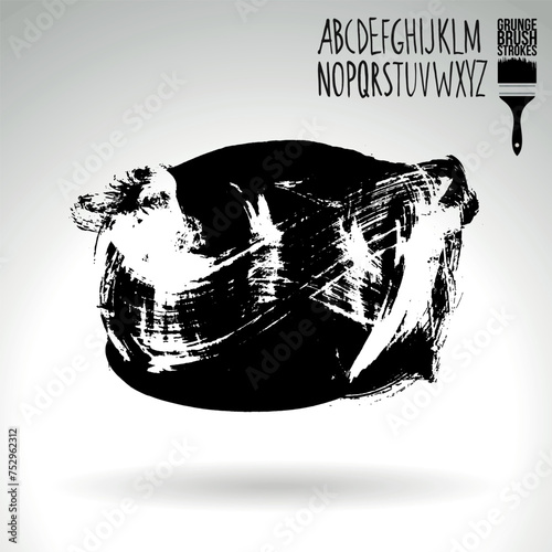 Black brush stroke and texture. Grunge vector abstract hand - painted element.