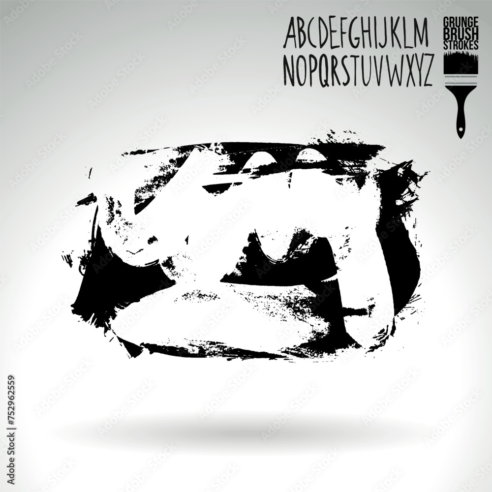 Obraz premium Black brush stroke and texture. Grunge vector abstract hand - painted element.
