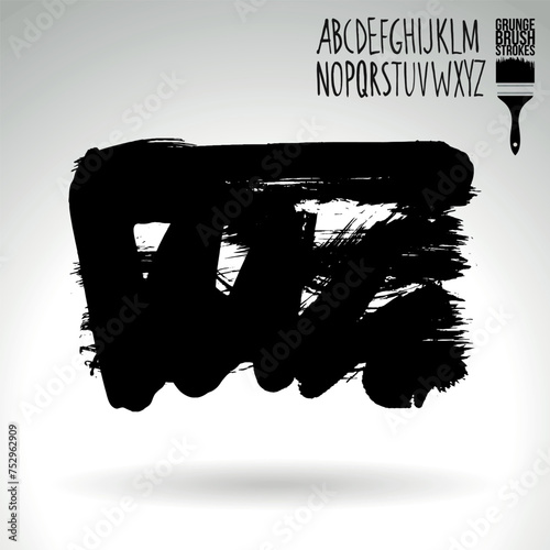 Black brush stroke and texture. Grunge vector abstract hand - painted element. Underline and border design.