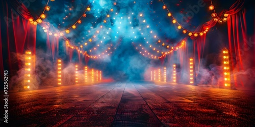 A Haunted Halloween Circus  A Spooky Setting. Concept Halloween Decor  Circus Theme  Haunted Atmosphere  Spooky Entertainment