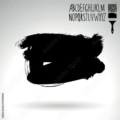 Black brush stroke and texture. Grunge vector abstract hand - painted element.