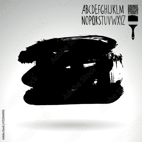 Black brush stroke and texture. Grunge vector abstract hand - painted element.