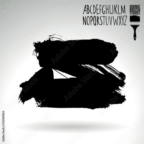 Black brush stroke and texture. Grunge vector abstract hand - painted element.