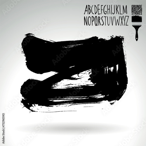 Black brush stroke and texture. Grunge vector abstract hand - painted element.