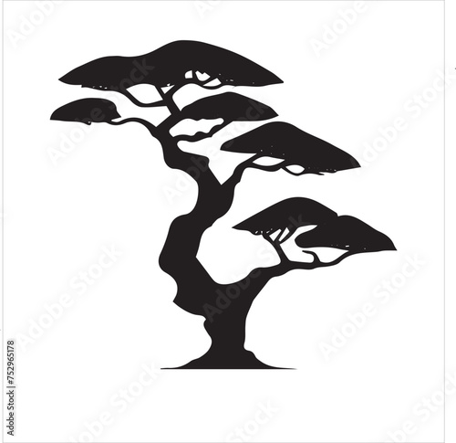 silhouette of clean vector of tree isolated on white background 