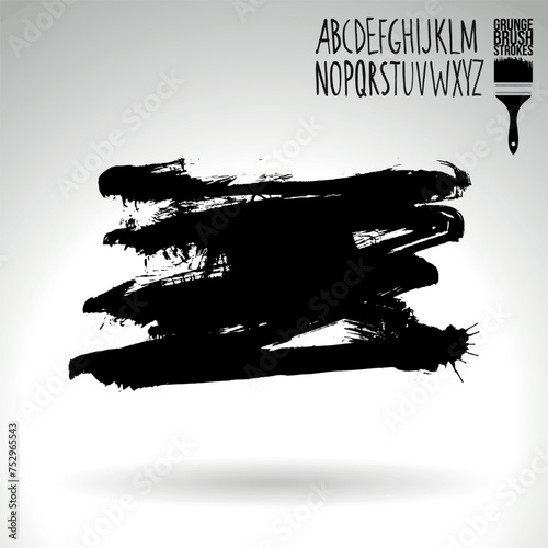 Black brush stroke and texture. Grunge vector abstract hand - painted element.