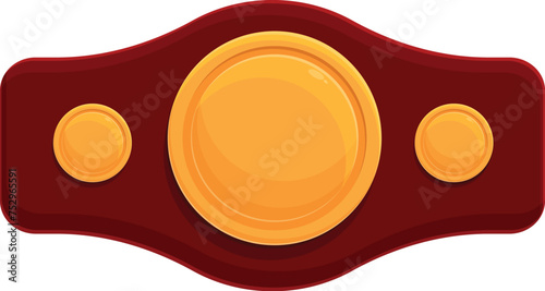 Golden boxing belt icon cartoon vector. Champion arena sport. Ring fight