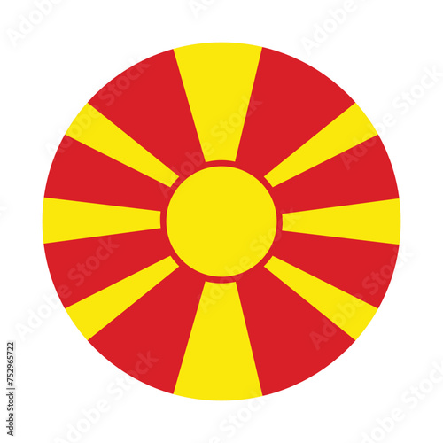 North Macedonia national flag vector icon design. North Macedonia circle flag. Round of North Macedonia flag. 