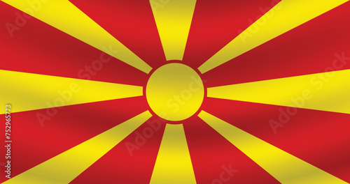 Flat Illustration of North Macedonia flag. North Macedonia national flag design. North Macedonia Wave flag.
