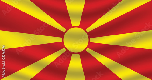 Flat Illustration of North Macedonia flag. North Macedonia national flag design. North Macedonia Wave flag.
