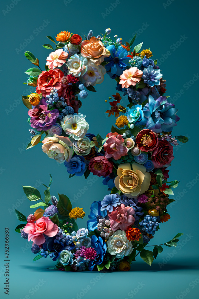 Cosmic Floral 9: A Futuristic 3D Image on Blue-Green Background with Volumetric Light and Photorealism, created with Generative AI technology Cosmic Floral 9: A Futuristic 3D Image on Blue-Green Background with Volumetric Light and Photorealism, created with Generative AI technology