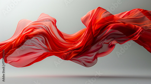 Mesmerizing Floating Red Cloth in Ultra HD 8K Resolution on Grey Neutral Background, created with Generative AI technology