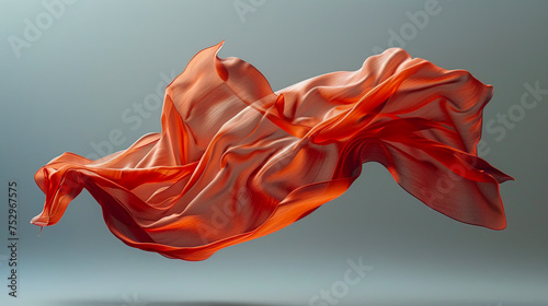 Ethereal Elegance: Floating Red Cloth in Stunning 8K Ultra HD on Grey Neutral Background created with Generative AI technology